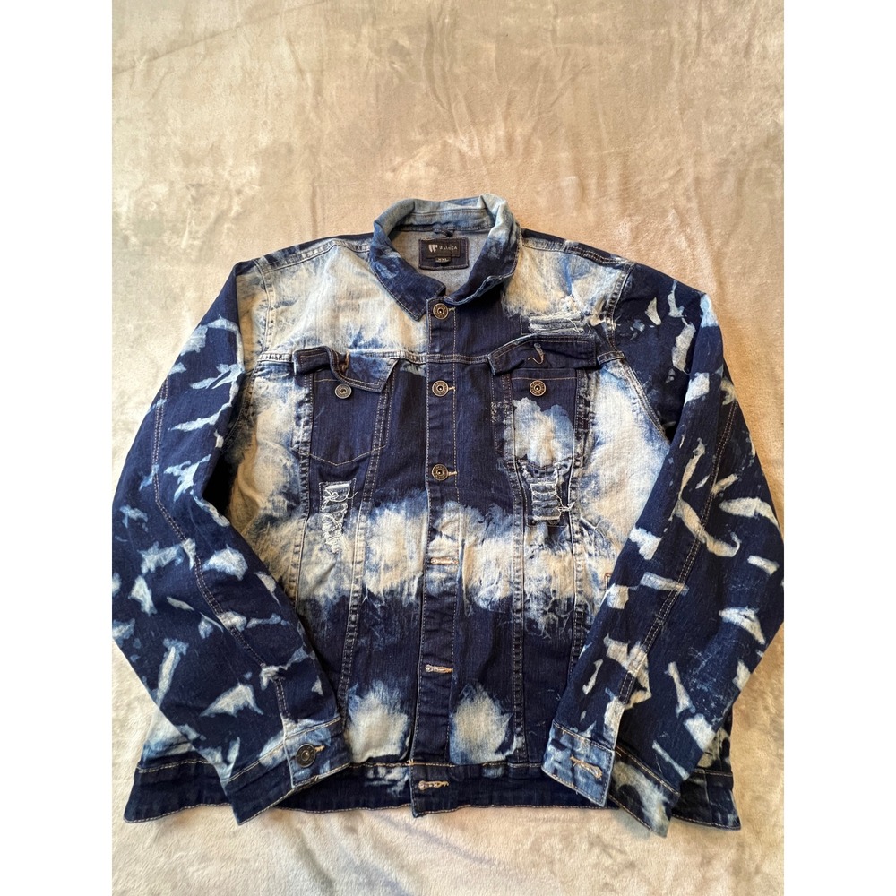 Waimea Denim Jacket Mens‎ XXL Blue Distressed Acid Wash Trucker Coat